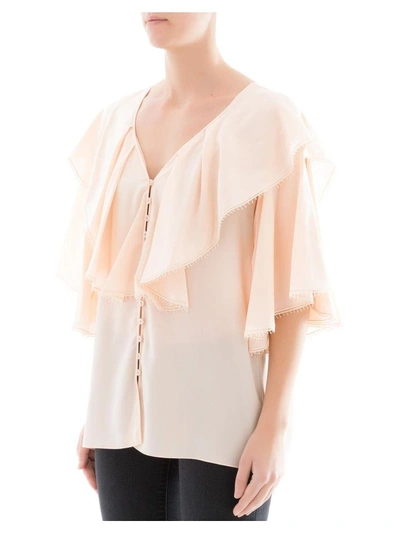 Shop Chloé Pink Silk Blouse