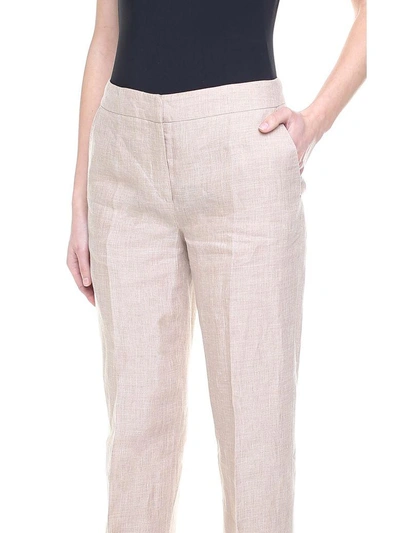 Shop Max Mara Atlanta Linen Trousers In Beige