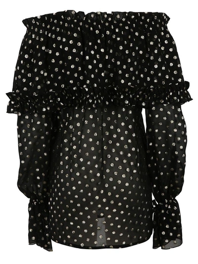 Shop Saint Laurent Polka Dot Blouse In Black