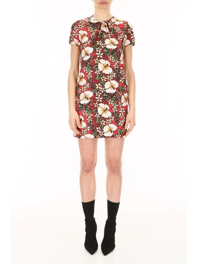 Shop Dsquared2 Printed Silk Dress In Bordeaux Fantasyrosso