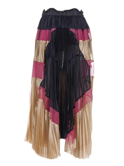 Shop Sacai Ruffle And Wrinkled Skirt In Multicolor