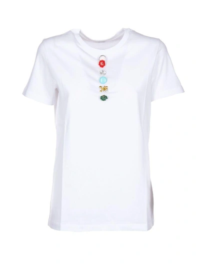 Shop Dondup Jewel Buttoned T-shirt In Bianco