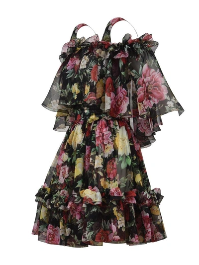 Shop Dolce & Gabbana Chiffon Silk Dress In Multicolor