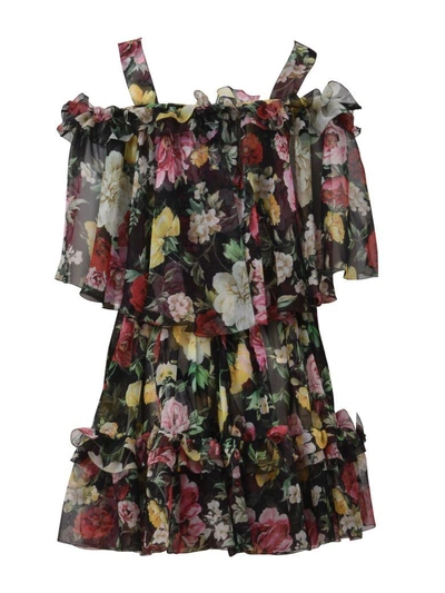 Shop Dolce & Gabbana Chiffon Silk Dress In Multicolor