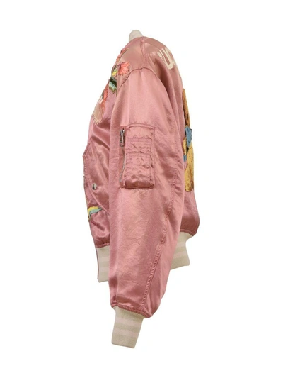 Shop Gucci Embroidered Bomber In Pink