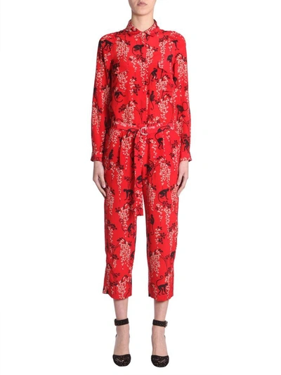 Grader celsius godt Fortæl mig Red Valentino Printed Silk-crepe Jumpsuit In Red | ModeSens