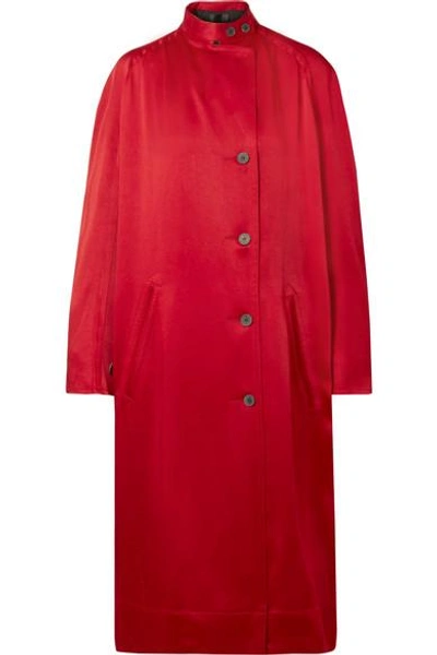 Shop Haider Ackermann Satin Coat In Claret