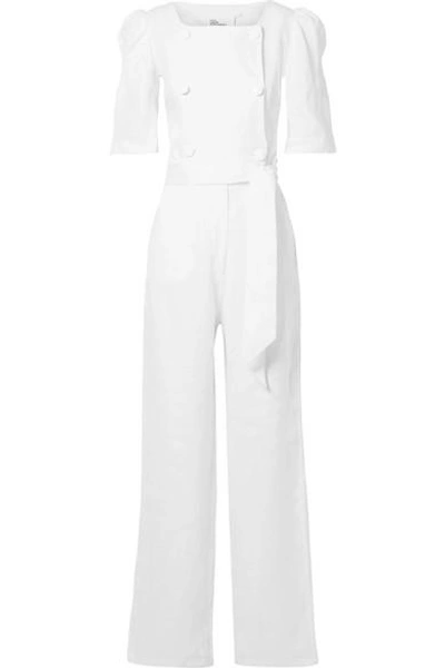 Shop Lisa Marie Fernandez Diana Double-breasted Linen Jumpsuit In White