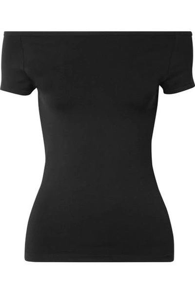 Shop Helmut Lang Off-the-shoulder Stretch-jersey Top In Black