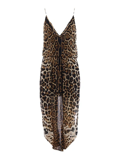 Shop Saint Laurent Leopard Print Dress In Naturel