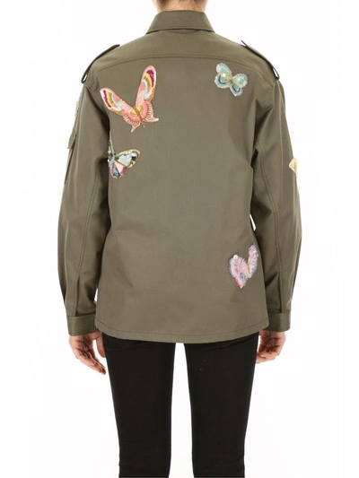 Shop Valentino Butterfly Jacket In Greenverde