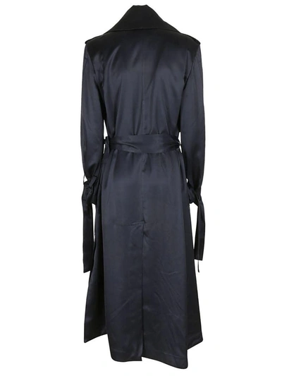Shop Maison Flaneur Long Trench In Blu Scuro