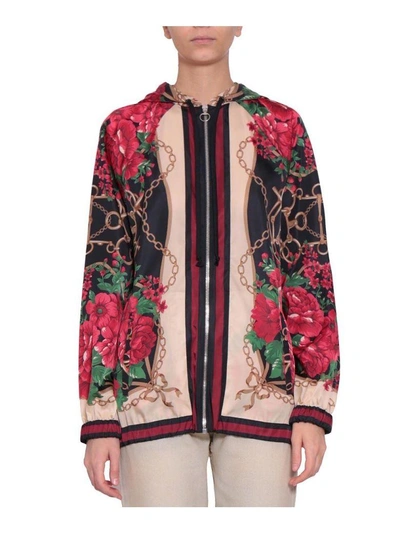 Shop Gucci Nylon Hooded Jacket In Multicolor