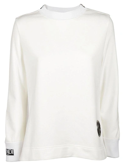 Shop Fendi Logo Sweatshirt In Bianco