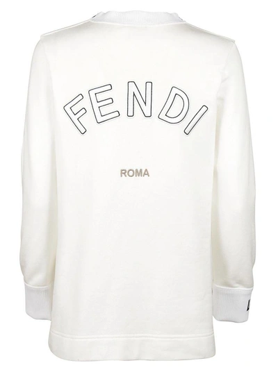 Shop Fendi Logo Sweatshirt In Bianco