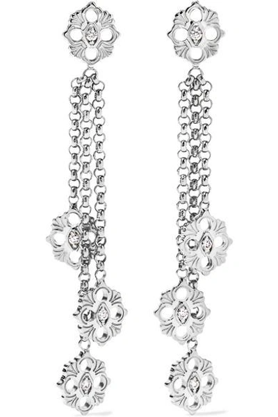 Shop Buccellati Opera 18-karat White Gold Diamond Earrings