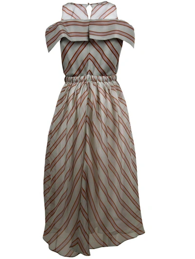 Shop Fendi Striped Flared Dress In F12cn Earth