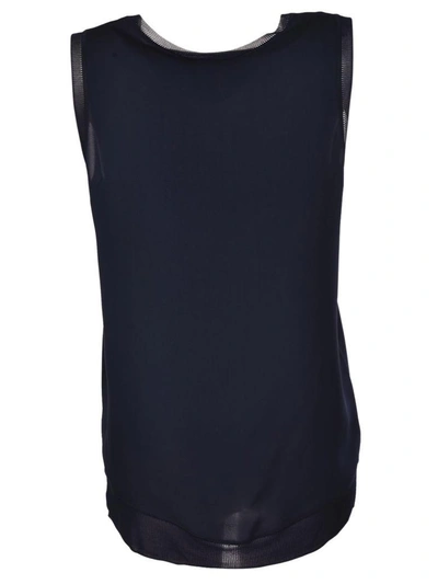 Shop Theory Round Neck Tank Top In Navy-ivory