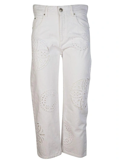 Shop Isabel Marant Cropped Straight Leg Trousers In White