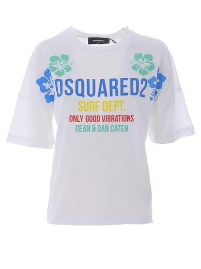 Shop Dsquared2 Surf Logo T-shirt In Bianco