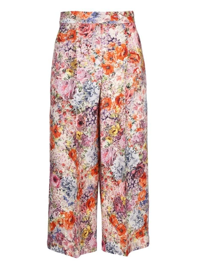 Shop Valentino Floral Wide Trousers In Ek0
