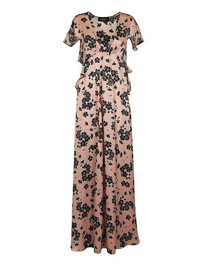 Shop Rochas Floral Print Dress In Pink/nero