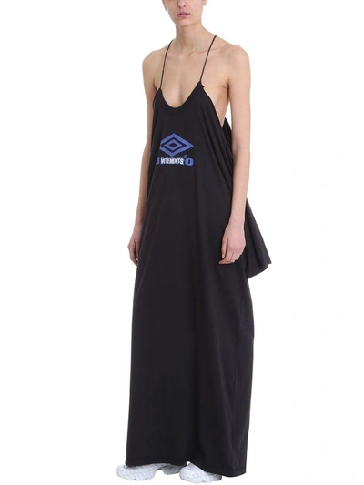 Shop Vetements Umbro Printed Cotton-jersey Maxi Dress In Black