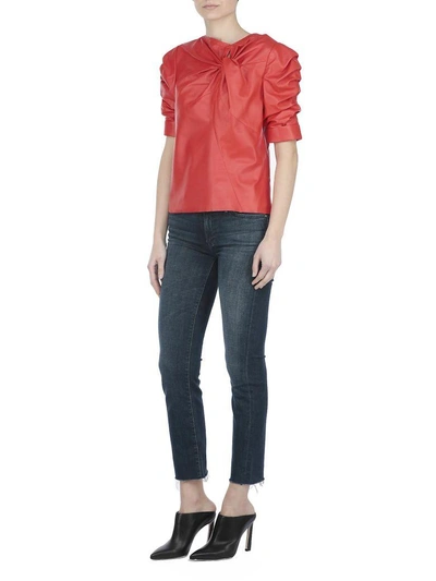 Shop Drome Leather Top In Ruby