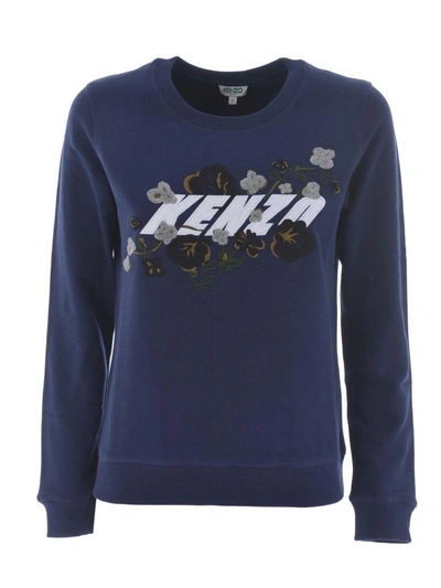 Shop Kenzo Floral Leaf Sweatshirt In Blu
