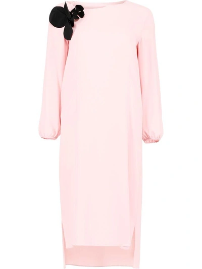 Shop Marni Silk Dress With Flower In Cinder Rose (pink)