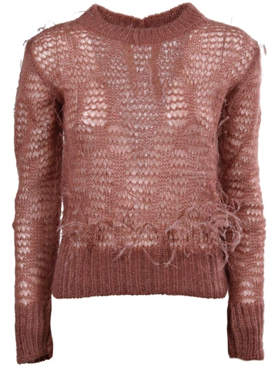 Shop N°21 Open Knit Feather Sweater In Brown