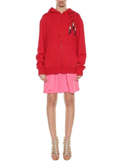 Shop Valentino Lipstick Hoodie In Rosso