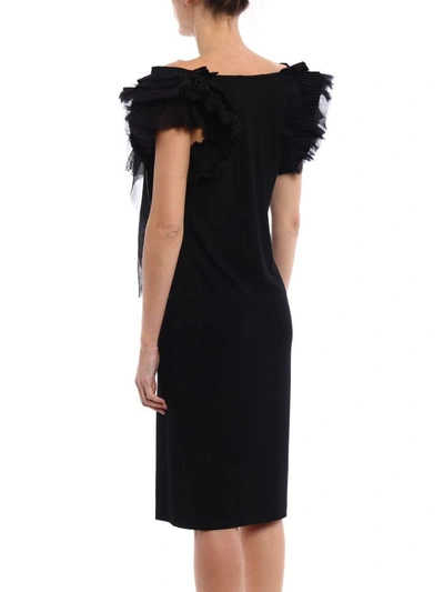 Shop Givenchy Ruffle Strap Shift Dress In Black