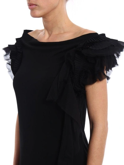 Shop Givenchy Ruffle Strap Shift Dress In Black