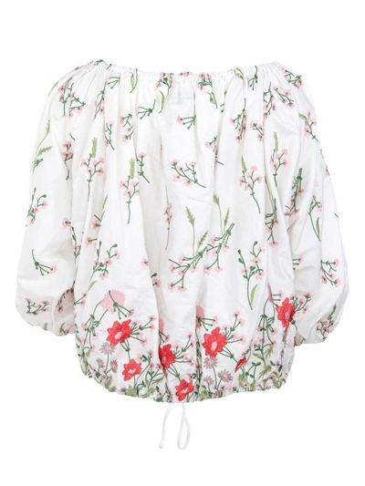 Shop Marques' Almeida Marques'almeida Floral Off Shoulder Blouse In White Multi
