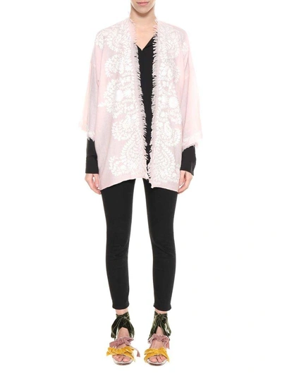 Shop P.a.r.o.s.h Contrast Embroidered Cardigan In Rosa