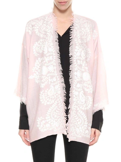 Shop P.a.r.o.s.h Contrast Embroidered Cardigan In Rosa