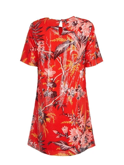 Shop Diane Von Furstenberg Waxed Floral Print Dress In Red
