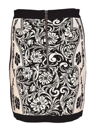 Shop Balmain Skirt In Black/white