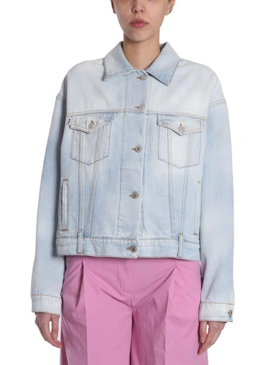 Shop Msgm Denim Jacket In Blu