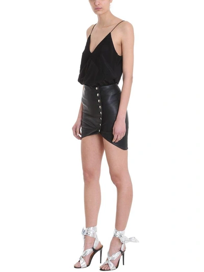 Shop Iro Clefa Leather Button-up Mini Skirt In Black