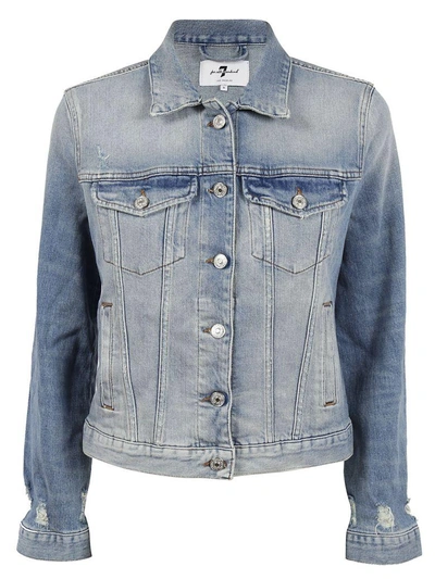 Shop 7 For All Mankind Distressed Denim Jacket In Azzurro