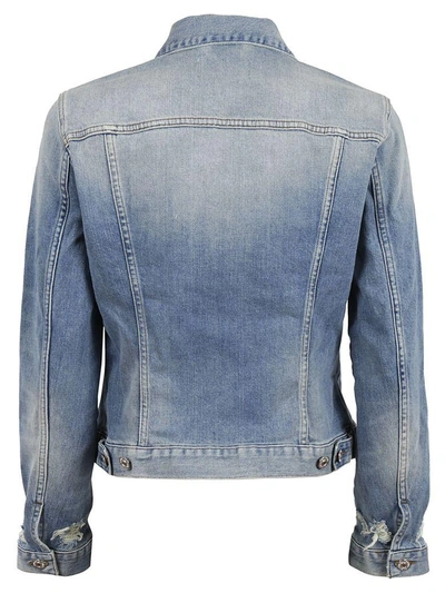 Shop 7 For All Mankind Distressed Denim Jacket In Azzurro