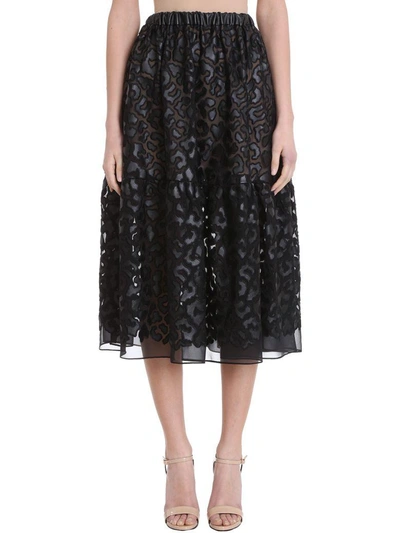 Shop Stella Mccartney Leopard Print Black Faux Leather Skirt