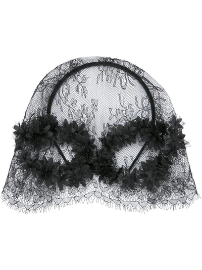 Shop Maison Michel Pola Floral-lace Hat In Black