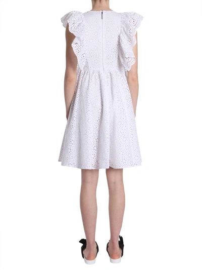 Shop Msgm Short Dress With Bow In White