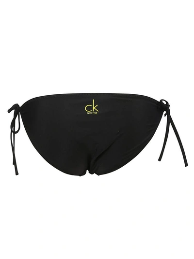 Shop Calvin Klein Logo Print Bikini Bottom In Black