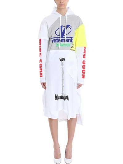 Shop Vetements Cotton Hooded Dress In White