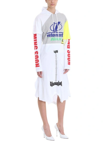 Shop Vetements Cotton Hooded Dress In White