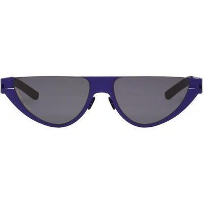 Shop Martine Rose Blue Mykita Edition Kitt Sunglasses In 373 Blue